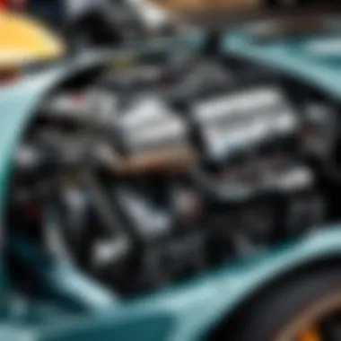 Inspection of a vintage car's engine