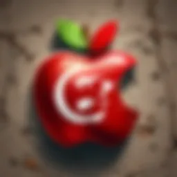Apple logo intertwined with Turkish flag colors