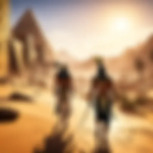 An expansive view of ancient Egypt showcasing the vibrant landscapes and architecture.