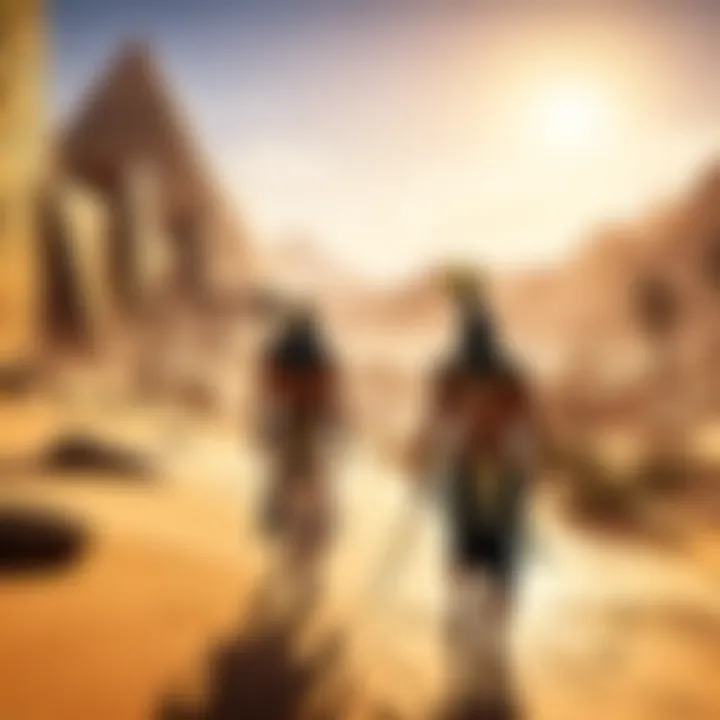 An expansive view of ancient Egypt showcasing the vibrant landscapes and architecture.
