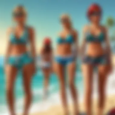 Fashionable Beach Bums Outfit with Ocean Backdrop Fashionable Beach Bums Clothing outfit styled with ocean backdrop