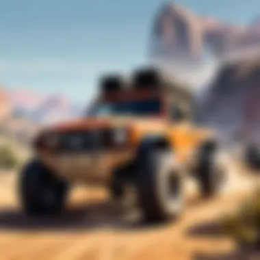 An off-road vehicle navigating through rugged terrain in GTA