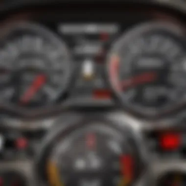 A close-up view of a car's speedometer and controls in GTA