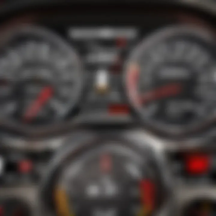 A close-up view of a car's speedometer and controls in GTA