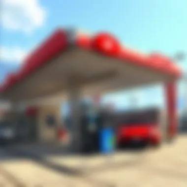 Close-up of a gas station in GTA