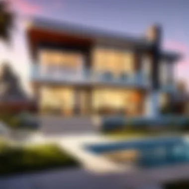 Digital rendering of a modern house