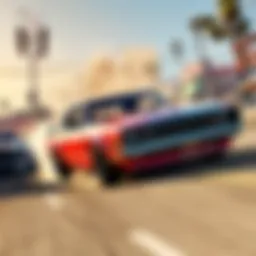 A thrilling drift chase in a cityscape