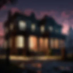 Eerie abandoned mansion with flickering lights