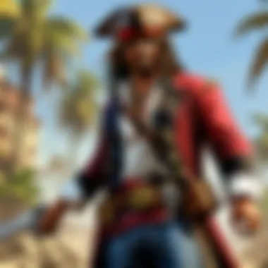 Confrontation of Titans Epic Battle Scene with Pirate Captain Facing a Kraken