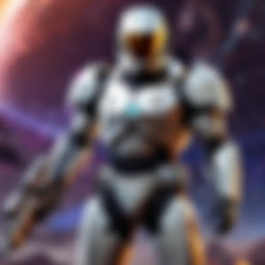 Ethereal Guardian standing in a cosmic landscape