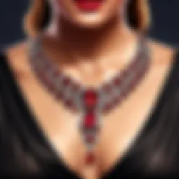 Close-up of a ruby necklace highlighting its vibrant color and clarity