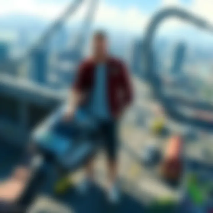 A vibrant open-world cityscape showcasing diverse environments