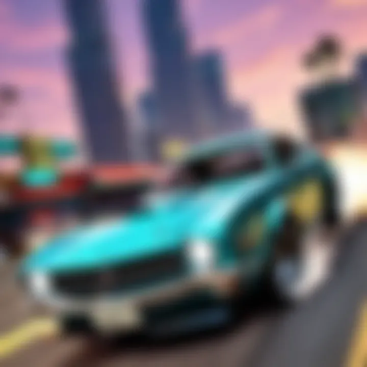 A dynamic race scene within a GTA game environment