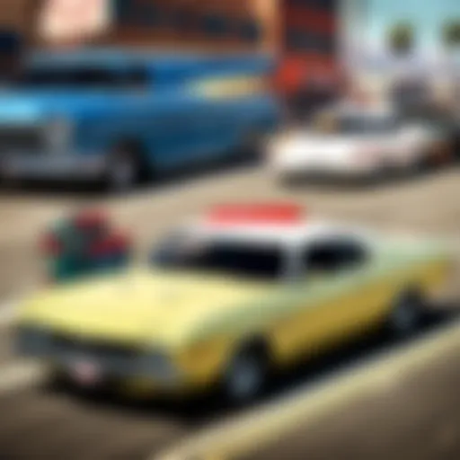 Iconic vehicles from the GTA series showcasing design evolution