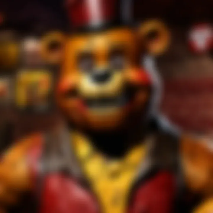 The haunting interior of Freddy Fazbear's Pizza showing animatronics