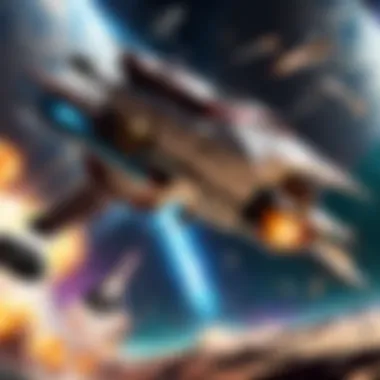 Cosmic Confrontation: Intense Space Battle Futuristic space battle scene