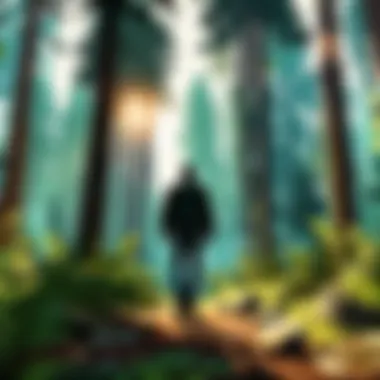 Illustration of a mystical forest in a video game