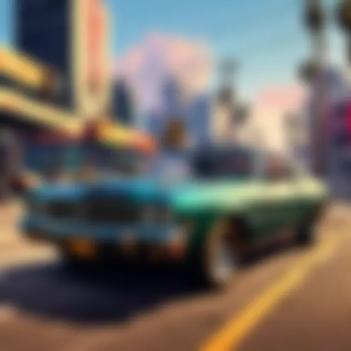 A player engaging in a thrilling car chase within the game