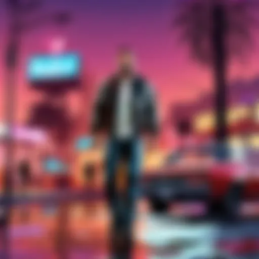 A dynamic cityscape from Grand Theft Auto showcasing vibrant nightlife