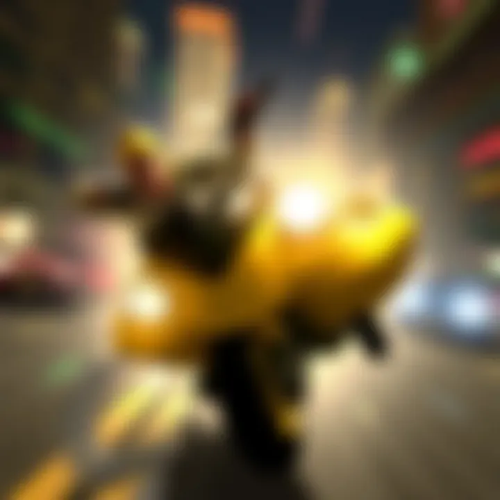 High-Speed Chase: A Character's Thrilling Moment A detailed view of a character engaging in a high-speed chase