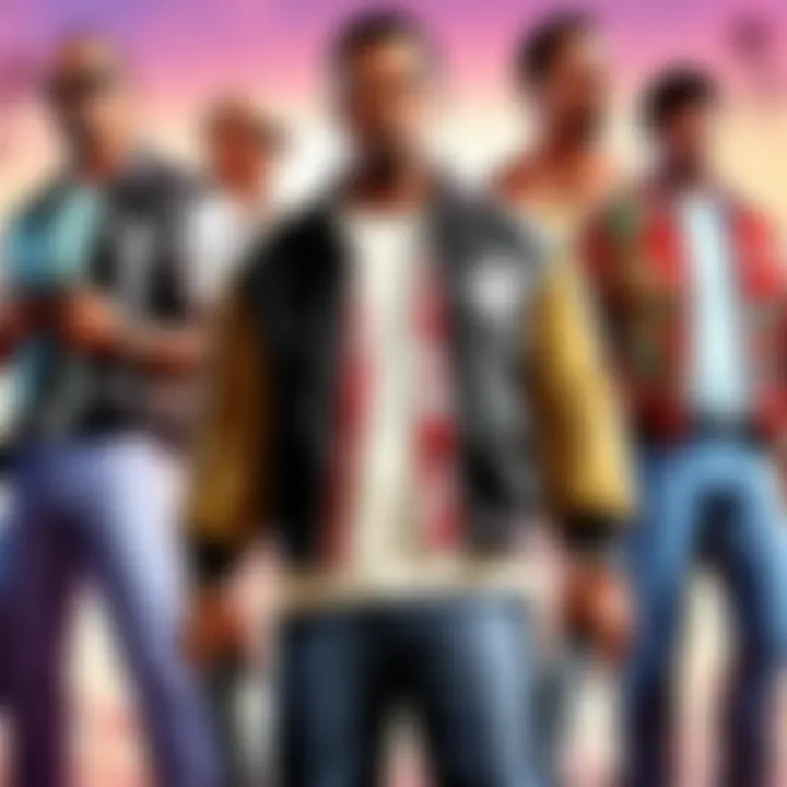 A collage of iconic characters from the Grand Theft Auto series