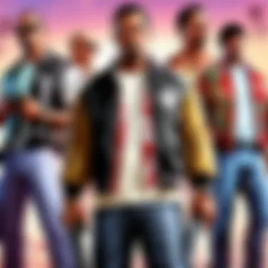 Iconic Characters of the Franchise A collage of iconic characters from the Grand Theft Auto series