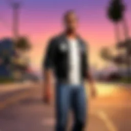 Vibrant Los Santos skyline during twilight