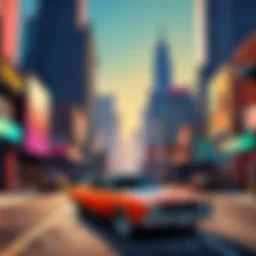 A vibrant virtual cityscape showcasing the freedom of exploration in GTA Free RP.