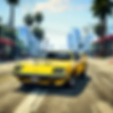 Dynamic Gameplay Experience in GTA V Online A vibrant illustration showcasing the dynamic world of GTA V Online gameplay.