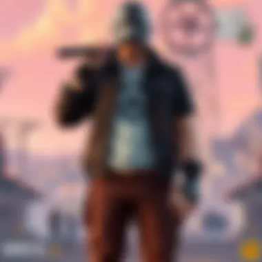 Engaging Roleplay Interactions An in-game character interacting with others in a roleplay scenario