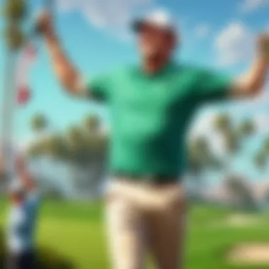 Celebratory Gestures Friends high-fiving after a successful putt