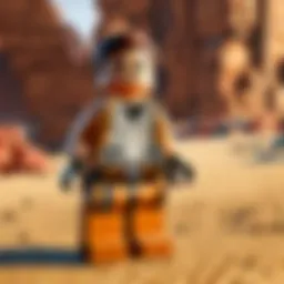 A detailed view of LEGO Star Wars: The Force Awakens gameplay showcasing character interactions.