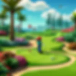 A vibrant course in Mario Golf showcasing lush landscapes and dynamic obstacles.