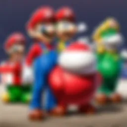 Illustration of Mario Party characters in a festive setting