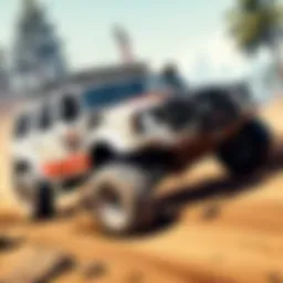 An immersive mudding scene showcasing a powerful off-road vehicle navigating through thick mud