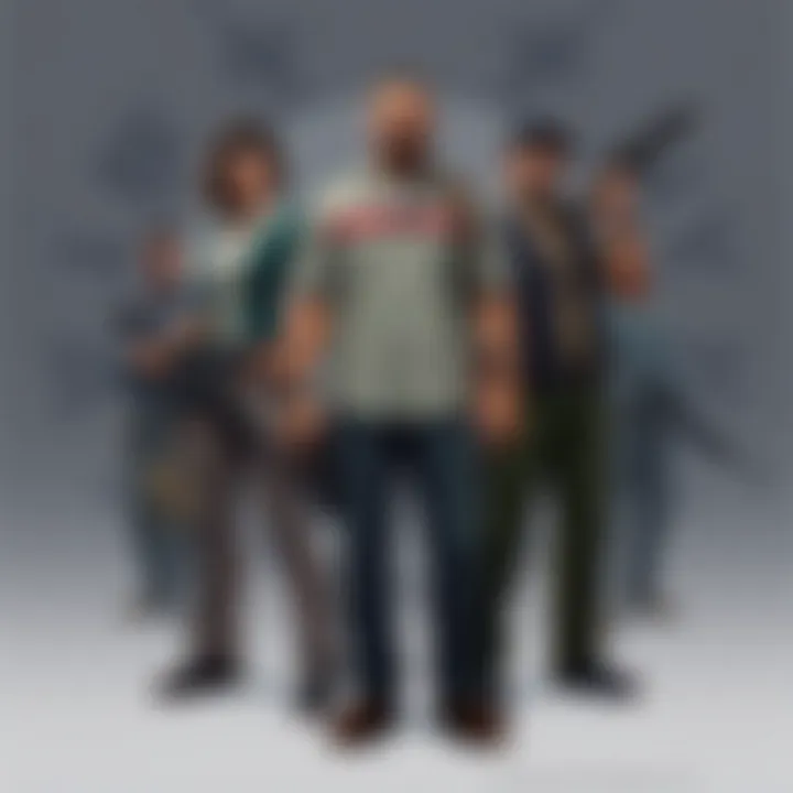 Narrative Depth: Characters with Stories to Tell A group of diverse characters engaging in a dynamic narrative