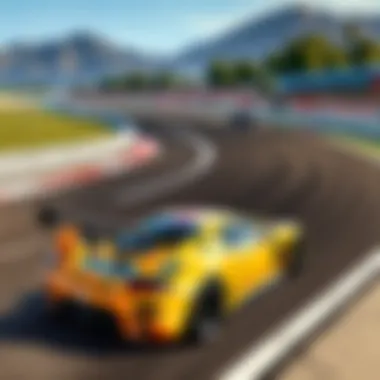 Simulated racing track with detailed graphics