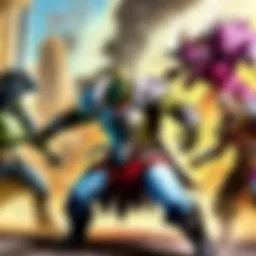 Illustration of epic battle between legendary heroes in TCG World of Warcraft