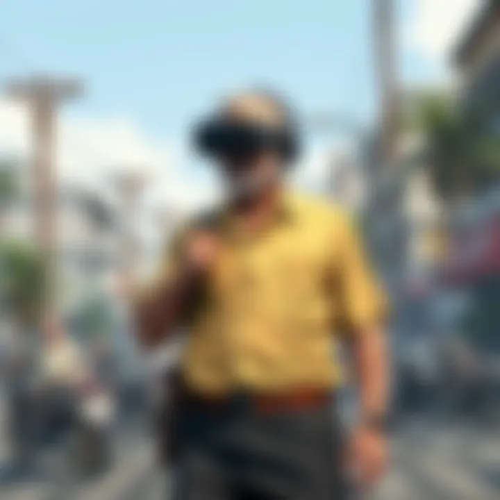 An engaging scene of a person exploring a virtual reality experience