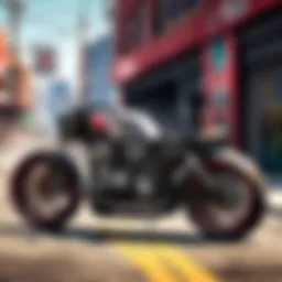 A sleek motorcycle racing through a cityscape