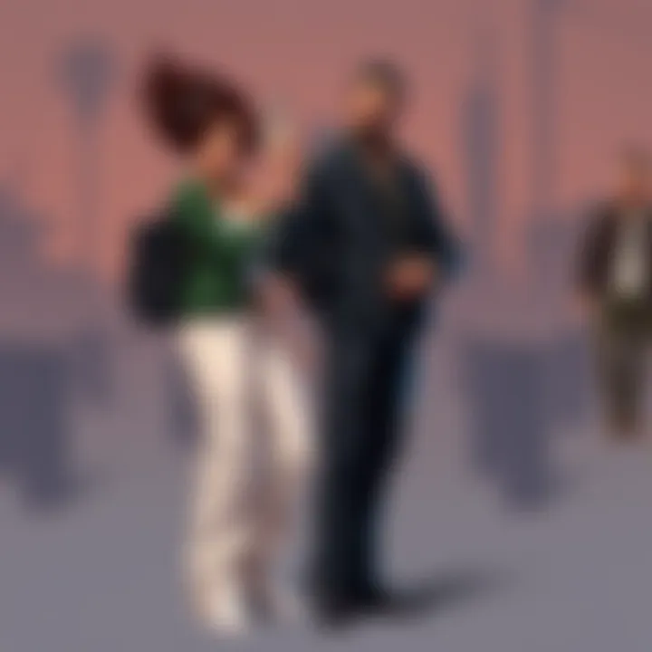 A dynamic interaction scene between characters within NoPixel