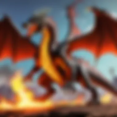 Majestic dragon in fiery battle stance