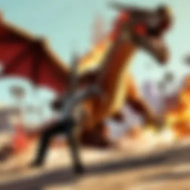 Player Engaging in Intense Dragon Battle Gameplay Player engaging in intense dragon battle gameplay