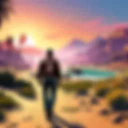 A breathtaking landscape from a popular open world game showcasing sprawling mountains and lush valleys