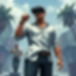 A player immersed in a virtual reality gaming environment with a headset.