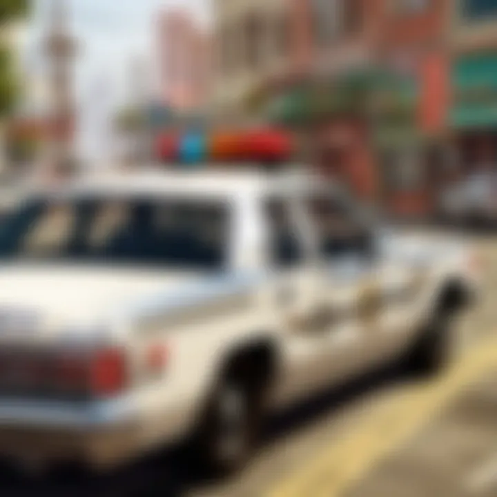 Gameplay screenshot featuring the cop car horn being used