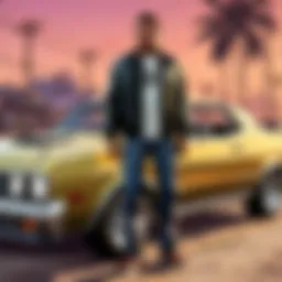 Artistic representation of a digital GTA game scene