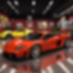 A stunning collection of exotic cars lined up in a showroom