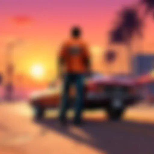 A vibrant sunset scene in GTA showcasing a unique photo filter