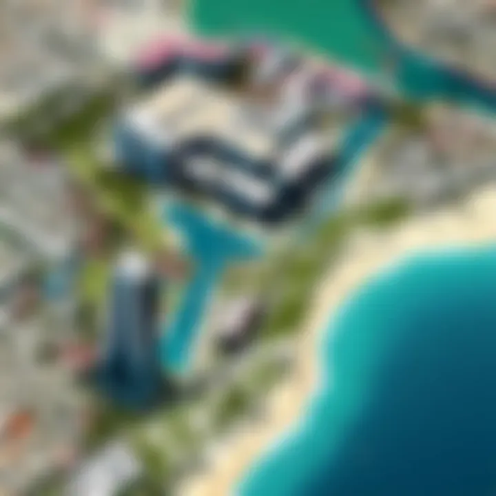 An intricate map of Vice City highlighting key locations and landmarks